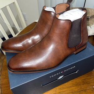 Tommy Hilfiger Men's Tan Leather Ankle Boots